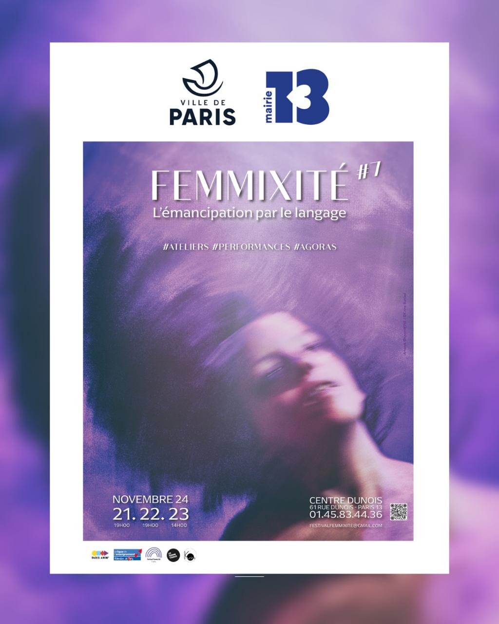 Affiche de la 7e édition du festival femmixité les 21, 22 et 23 novembre 2024