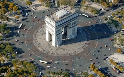 Photo aérienne de la place de l'Etoile (8e)