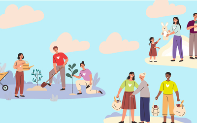 Illustration de personnages symbolisant l'engagement sous diverses formes