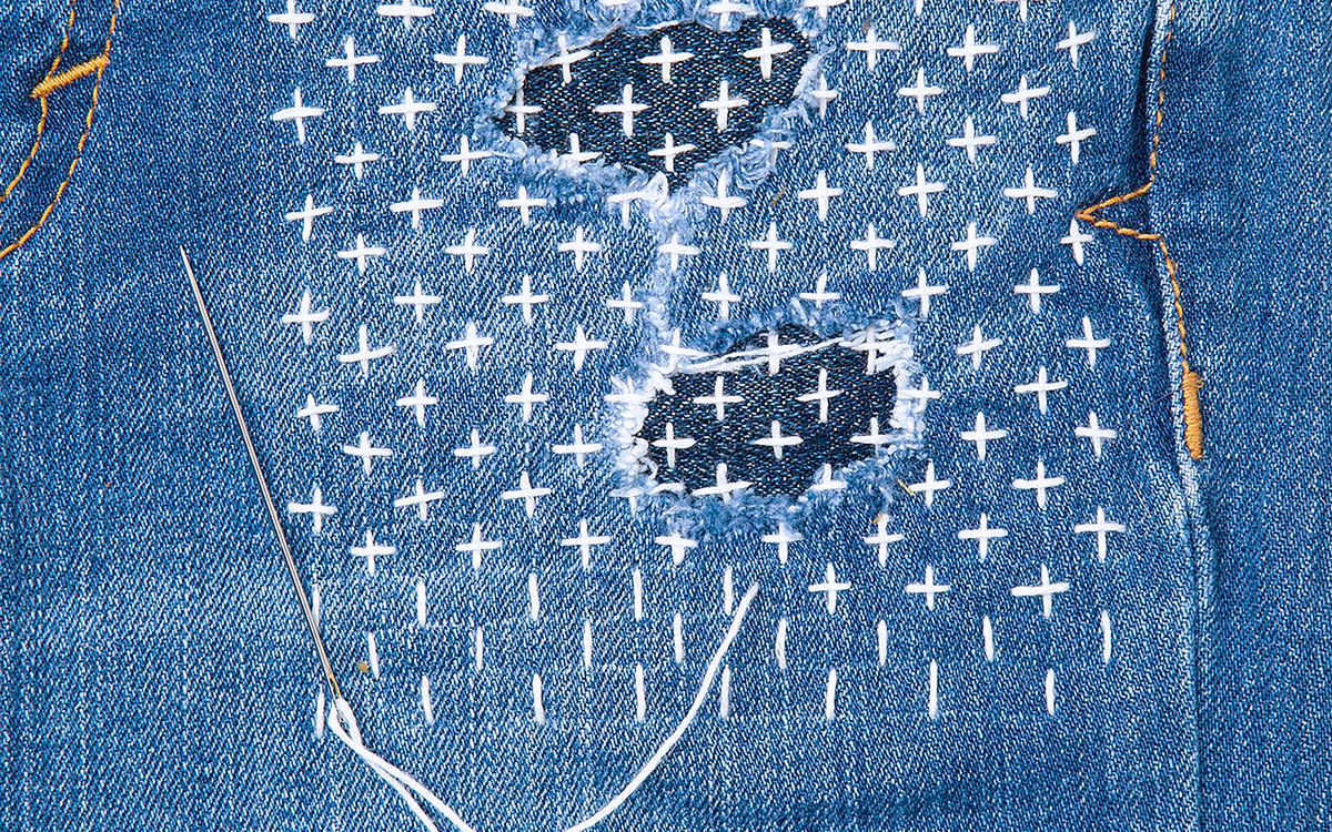 Photographie d'une broderie sashiko