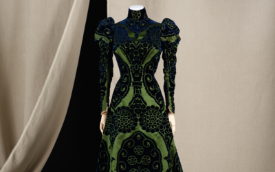 Charles Frederick Worth, Robe d'intérieur dite « tea gown», vers 1895. Satin (armure), Velours façonné coupé