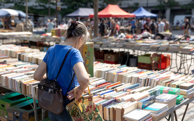 Acheteuse au marché des livres