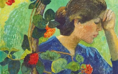 Peinture de Aristide Maillol – Jeune fille pensive au Feuillage 