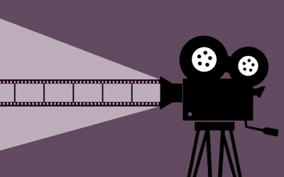Dessin d'une caméra projetant un film