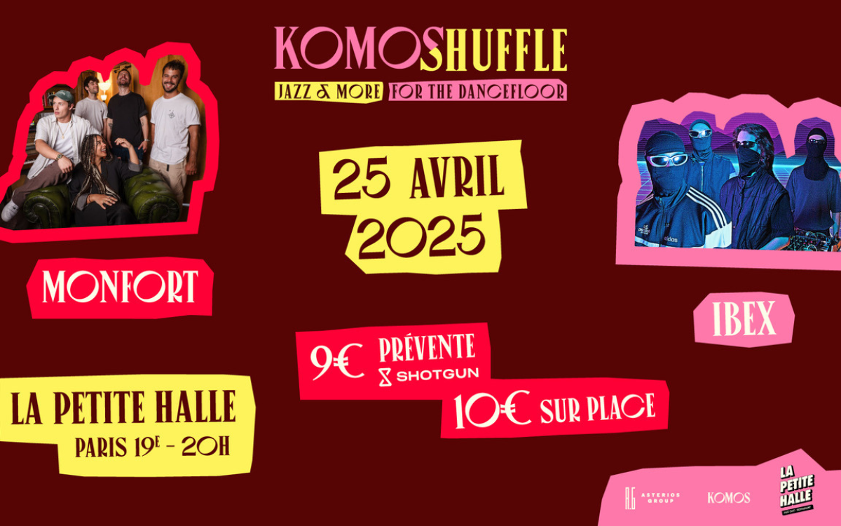 MONFORT et IBEX joueront le 25 avril 2025 à la Petite Halle pour une Komos Shuffle, entre jazz, groove et transe.