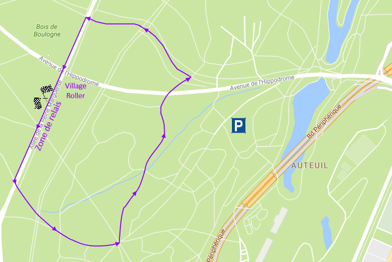 Carte du tracé des 6h roller de Paris.