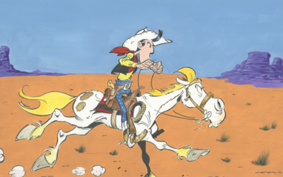 Lucky Luke sur Jolly Jumper au galop 