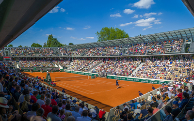 Vue sur un match à Roland-Garros
