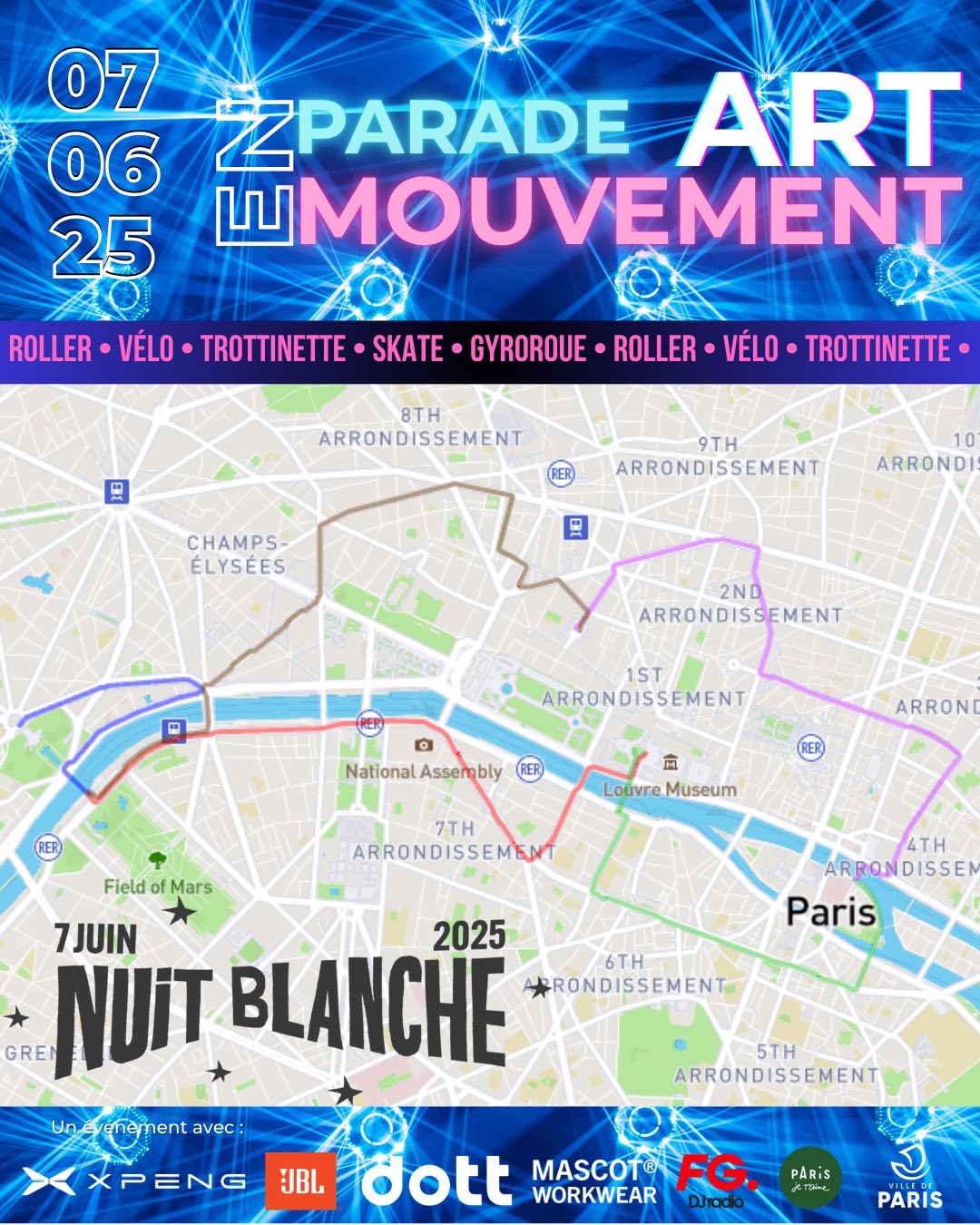 Image du parcours de Pari Roller pour Nuit Blanche.