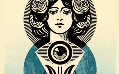 Obey a imaginé cette affiche exposée sur la façade de l'Hôtel de Ville