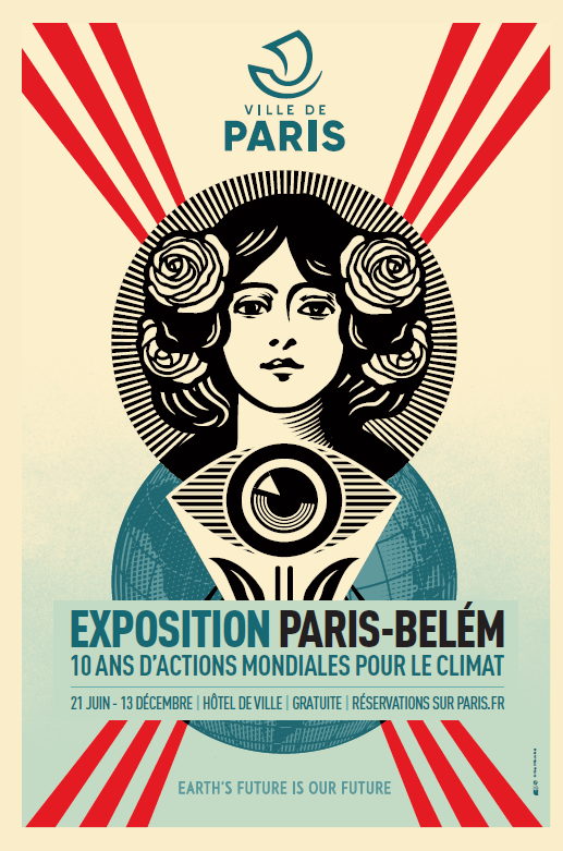 Obey a imaginé cette affiche exposée sur la façade de l'Hôtel de Ville