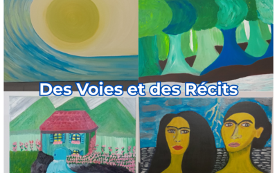 Quatre peintures de Nora Chibah : paysages et maisons