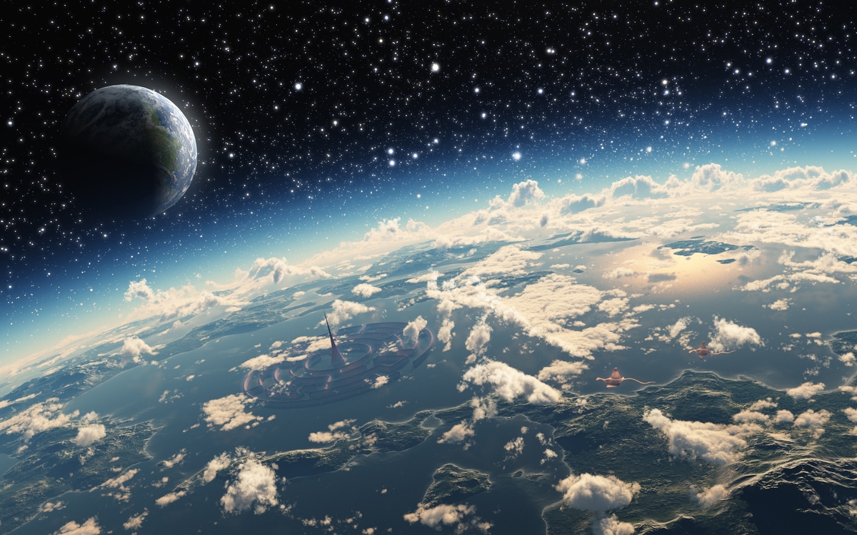 planèPlanète terre avec la lune cités fantastiques