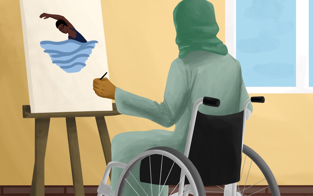 Ateliers artistiques inclusifs autour du sport : participants de tous âges et toutes capacités créent des œuvres inspirées du cyclisme, du football et de la natation, en utilisant des techniques comme le string art, la customisation de portraits et la décoration de tote bags