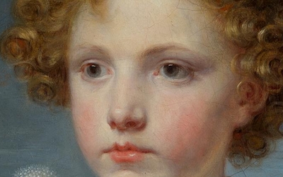 Peinture représentant le visage d'un enfant blond