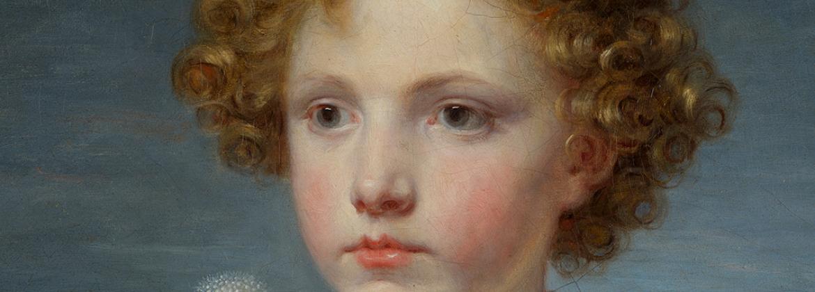 Peinture représentant le visage d'un enfant blond