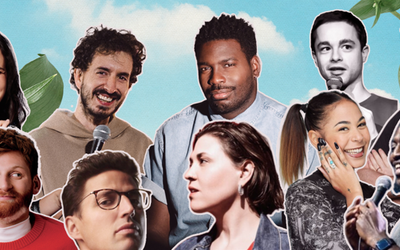 Affiche avec 10 humoristes présentant le show d'humour One More Joke au Parc Floral avec Haroun, Edouard Deloignon, Tania Dutel, Paul Taylor et bien d'autres