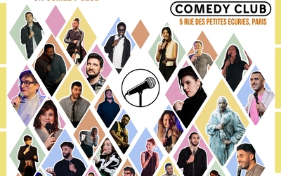 Affiche avec une trentaine d'humoristes qui jouent régulièrement à La Ferme Comedy Club