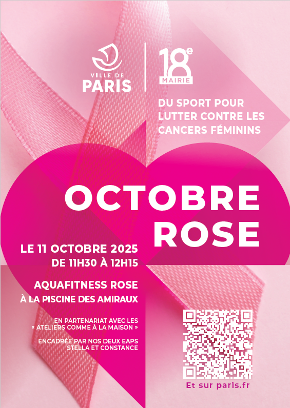 Le flyer de la Journée spéciale Octobre Rose à la piscine des Amiraux (18e)