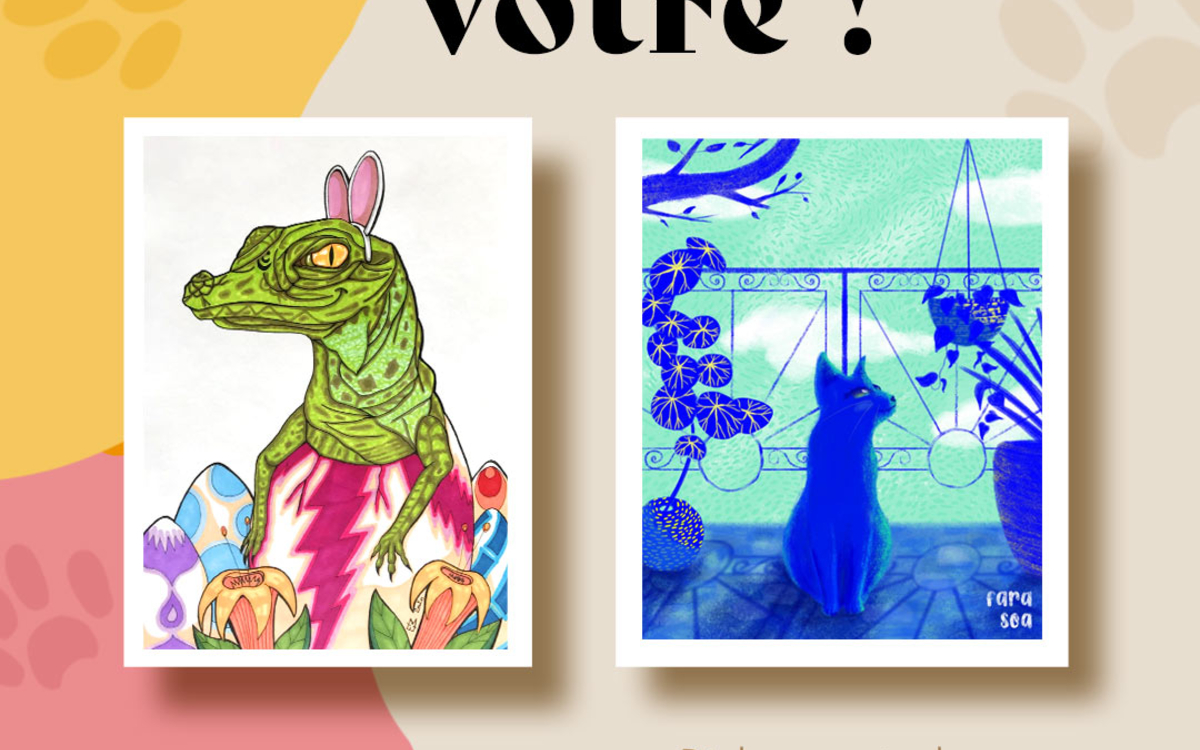 Exposition "Animalement vôtre" au café feuille blanche, café noir