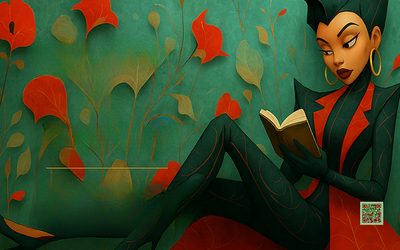 Une lectrice du Jardin de minuit Club litteraire et tenat un livre ouvert