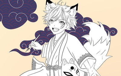 Personnage de style manga à oreilles de chat