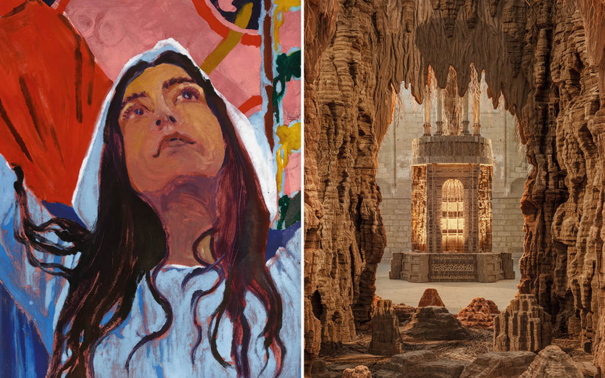 Photo montage d'une oeuvre de Claire Tabouret et d'Eva Jospin 