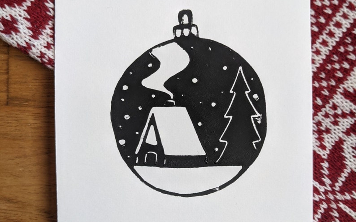 carte de vœux Linogravure 