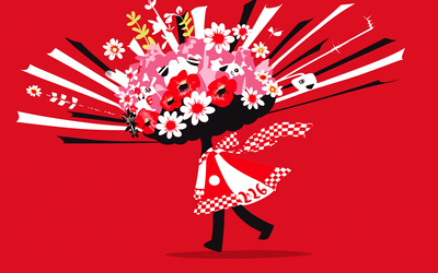 Meilleurs veux pour les langues creoles représentées par un personnage illustré noire et la tete en forme de bouquet de fleurs