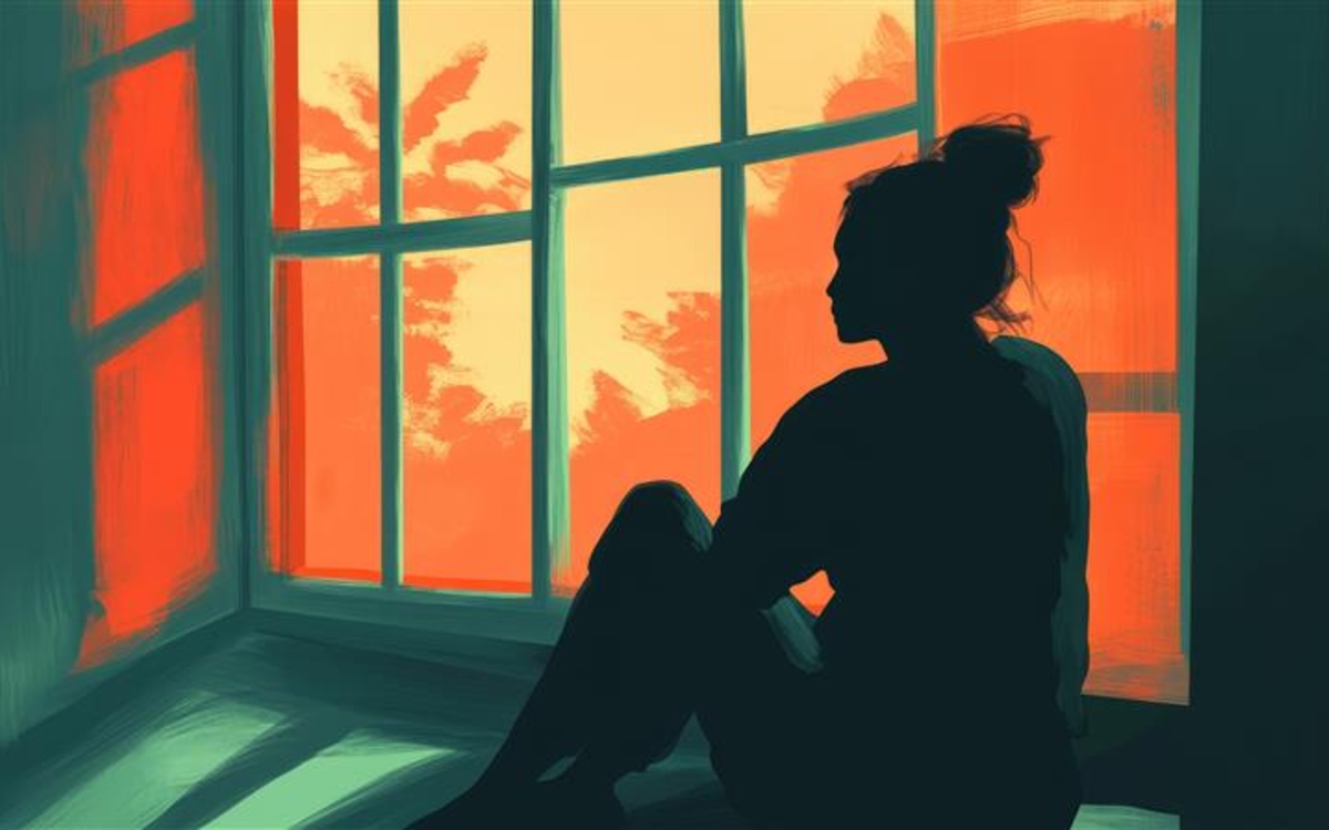 Jeune femme assise près d'une fenêtre