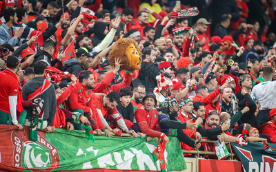 des upporters marocains lors de la demi-finale de la Coupe d’Afrique des Nations entre le Nigeria et le Maroc, au stade Prince Moulay Abdellah, le 14 janvier 2026 à Rabat, au Maroc.