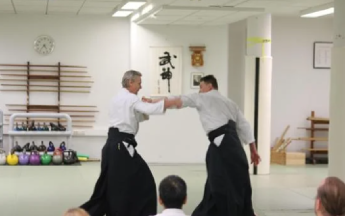 Deux personnes font de l'aïkido ensemble