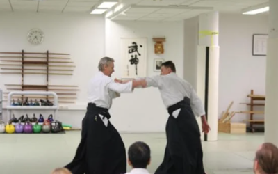 Deux personnes font de l'aïkido ensemble