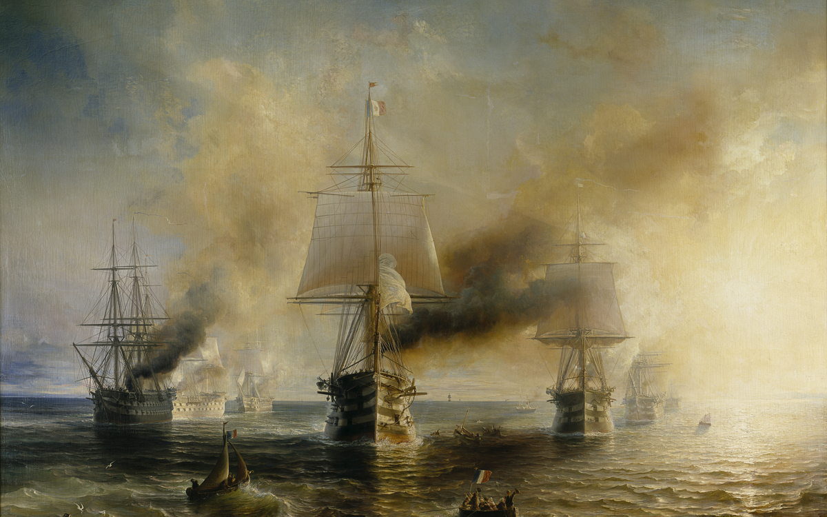 Tableau de peinture représentant une flotte française