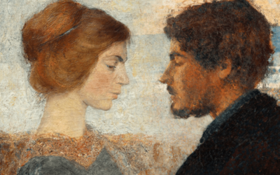 Tableau représentant un homme et une femme se faisant face