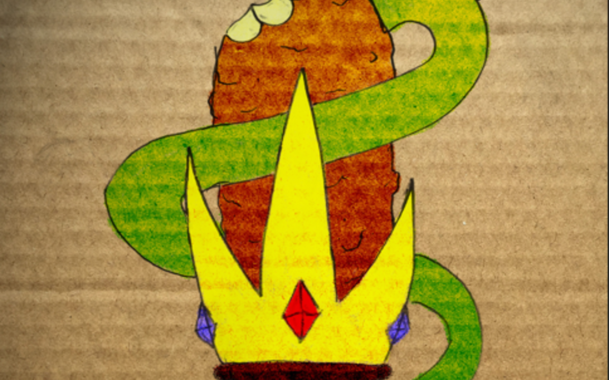 Une image avec une esquimau et une queue de dragon et une couronne