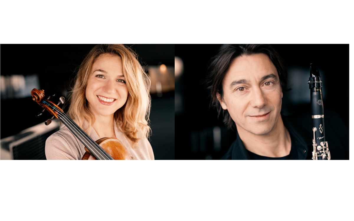 portrait photo d'une violoniste et un clarinettiste avec leurs intruments