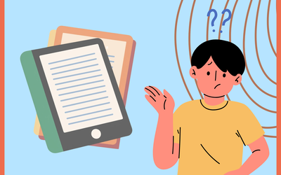 Image d'un garçon dans l'incompréhension à côté d'une liseuse