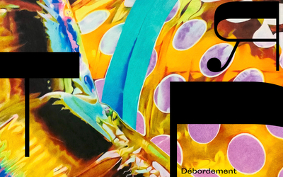 Visuel de l'exposition collective "Débordement" réalisée par les artistes résidents du Sample. Le visuel décline une œuvre de l'artiste Chloé Charrois.