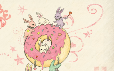 Illustration représentant des lapins "SM" sur un donuts
