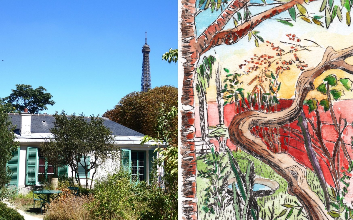 Atelier d'arts plastiques à la Maison de Balzac : carte postale à l'aquarelle