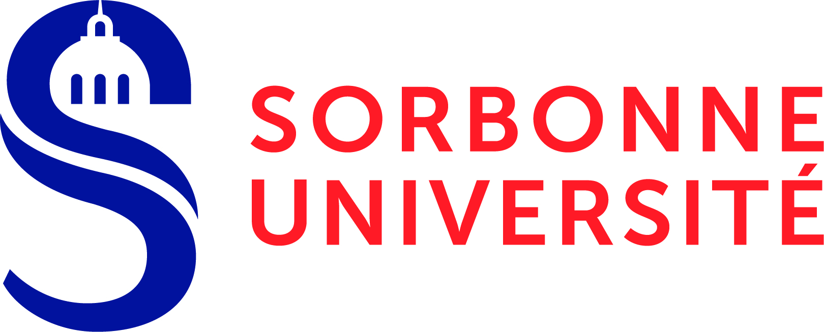 logo Sorbonne Université rouge sur fond blanc avec le S blau