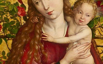 Tableau de Martin Schongauer représentant une femme tenant un bambin dans ses bras