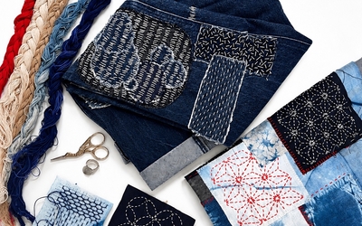 photo de textiles réparés avec de la broderie