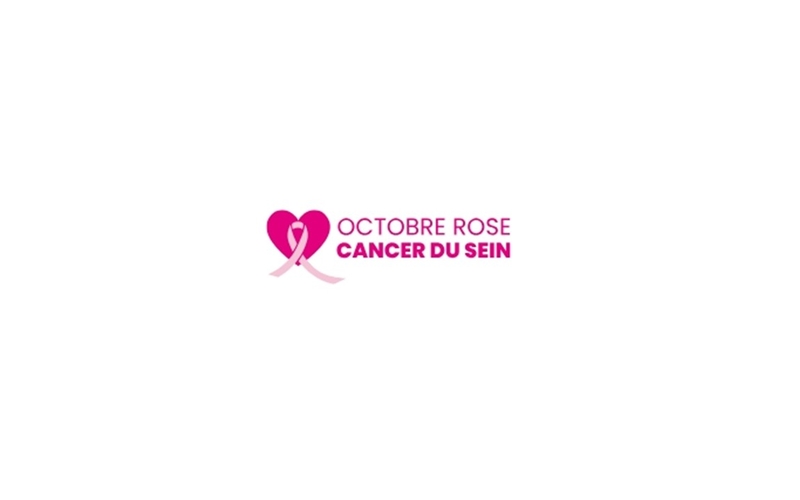 ruban rose contre coeur rose foncé, mentionnant octobre rose cancer du sein