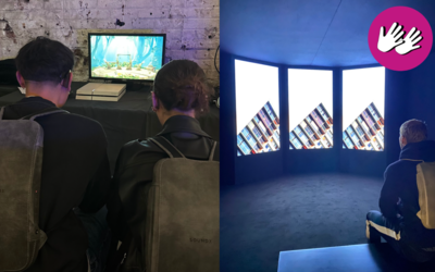 Des personnes jouant à des jeux vidéo avec des gilets vibrants