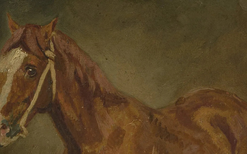 Tableau de Delacroix représentant un étalon alezan