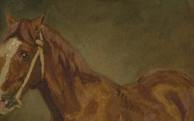Tableau de Delacroix représentant un étalon alezan