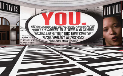 Oeuvre de Barbara Kruger avec des mots 