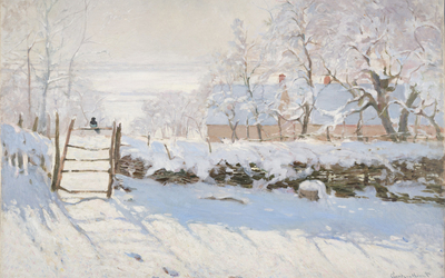Toile de Claude Monet représentant un paysage enneigé